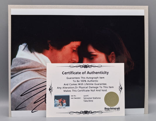 Sylvester Stallone and Talia Shire authenticated double signed photo
