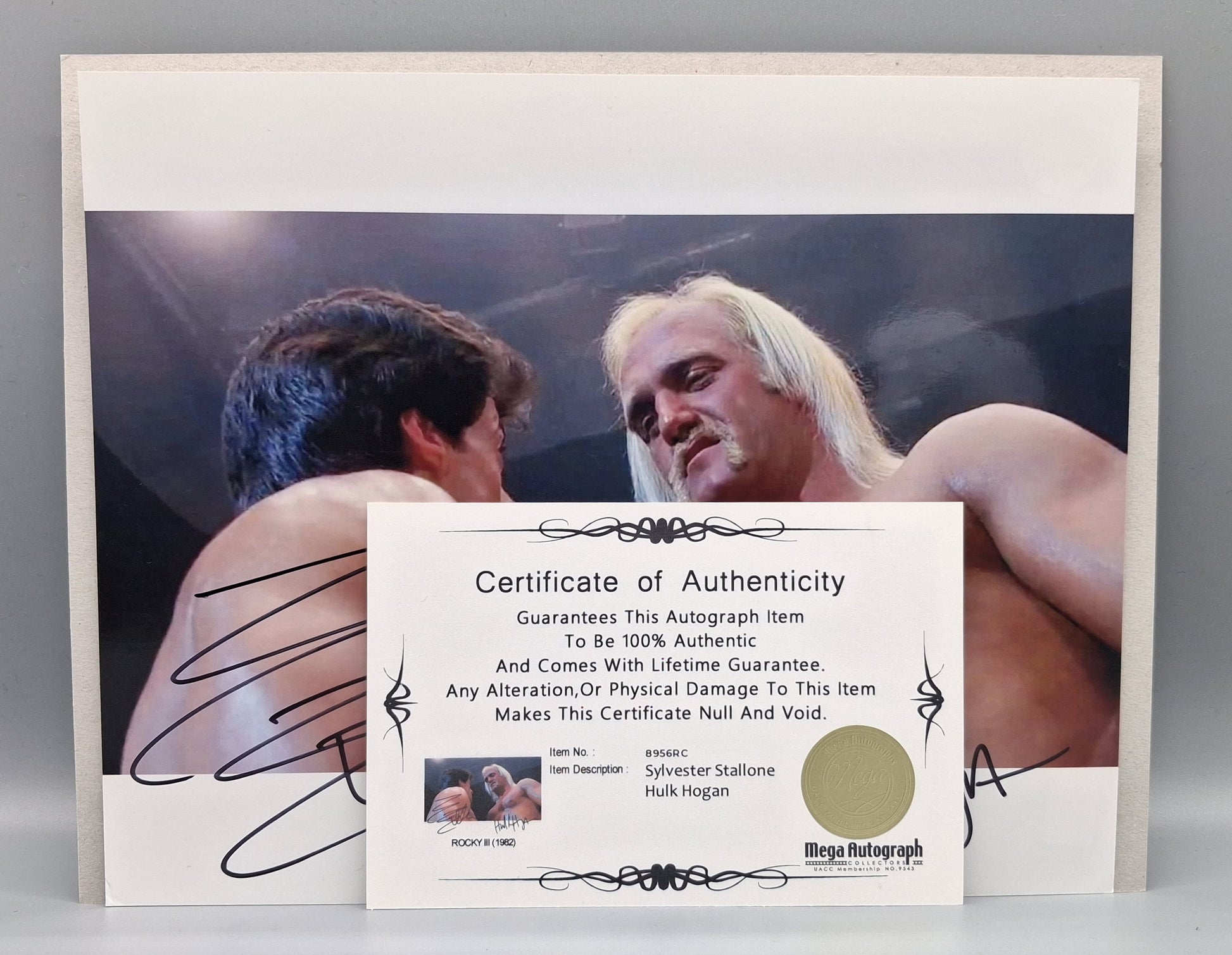 Sylvester Stallone and Hulk Hogan authenticated double signed photo