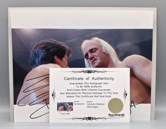 Sylvester Stallone and Hulk Hogan authenticated double signed photo