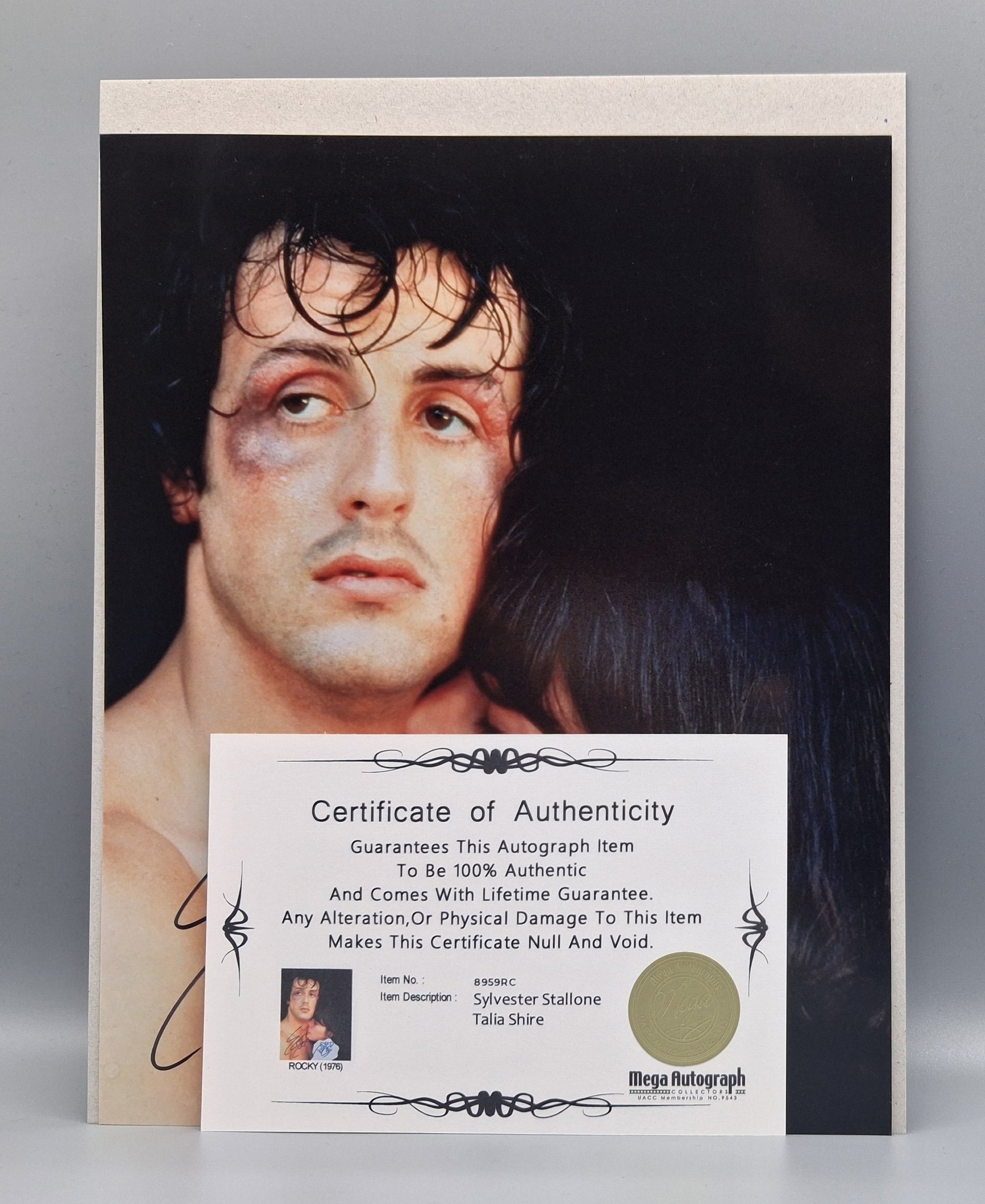 Sylvester Stallone and Talia Shire authenticated double signed photo